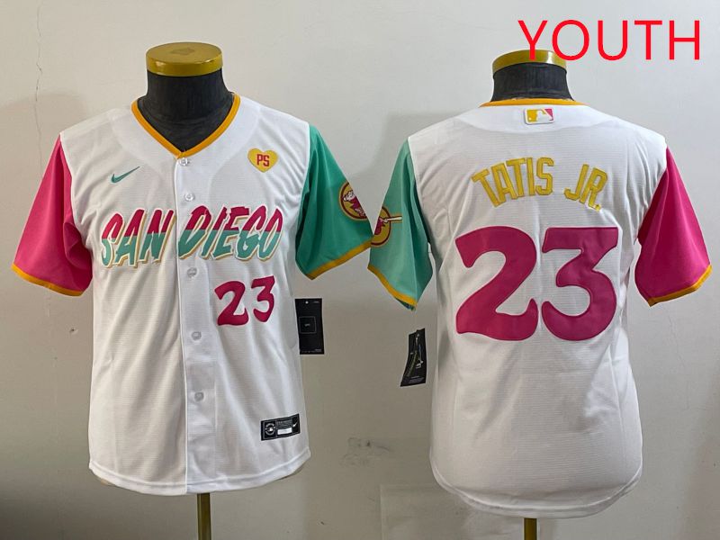 Youth San Diego Padres #23 Tatis jr White City Edition 2025 Nike MLB Jersey style 10